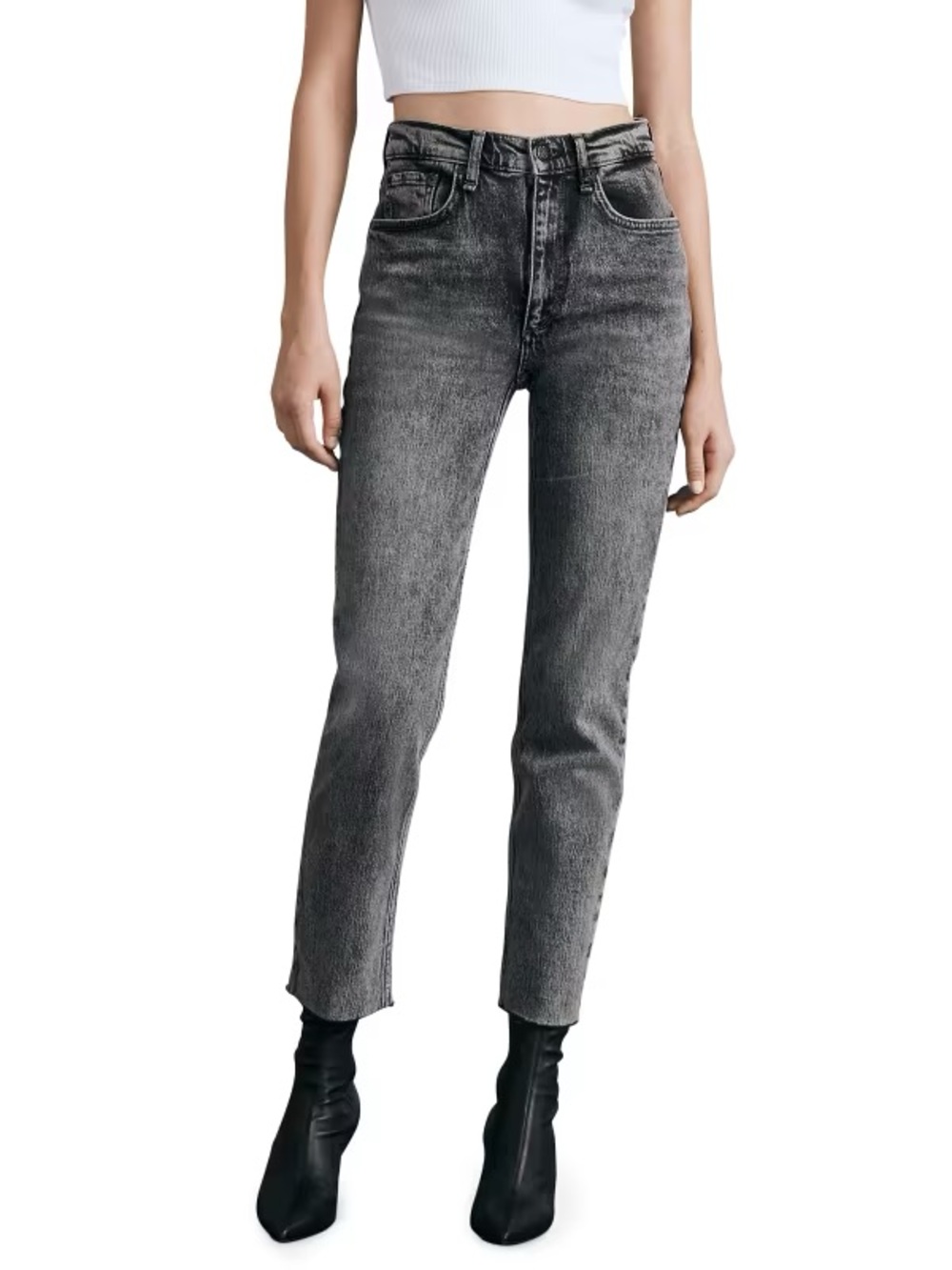 RAG & BONE • Wren High-Rise Slim-Straight Jeans Harley gray wash size 30